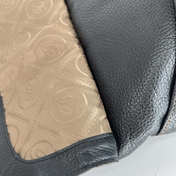 Brighton Crossbody Bag Black Pebbled Leather Brown Patent Croc Silver Accents - Picture 8 of 12